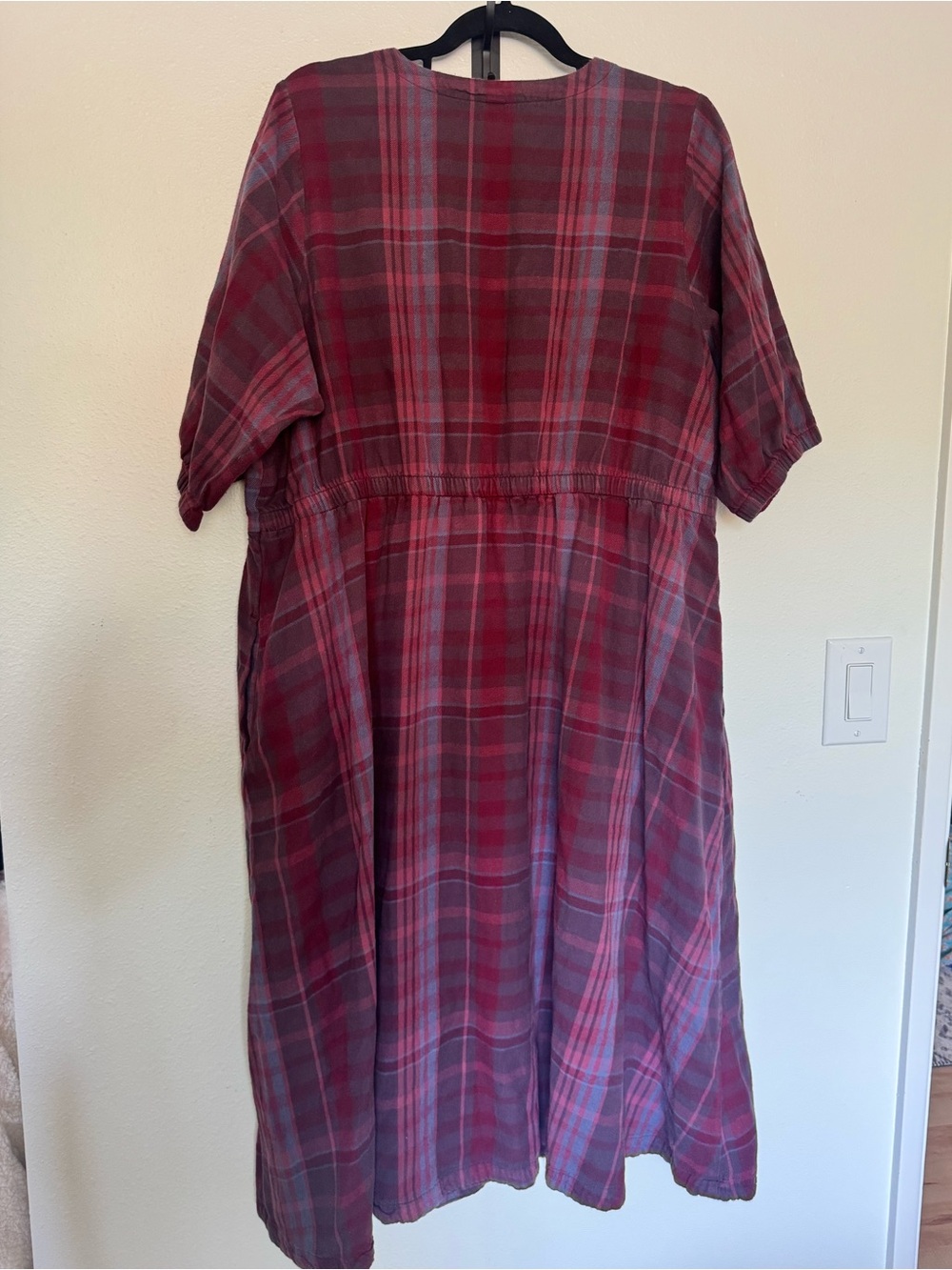 Pact Fireside Flannel Crossover Dress Red XXL Plus Midi Organic Cotton - Picture 5 of 13